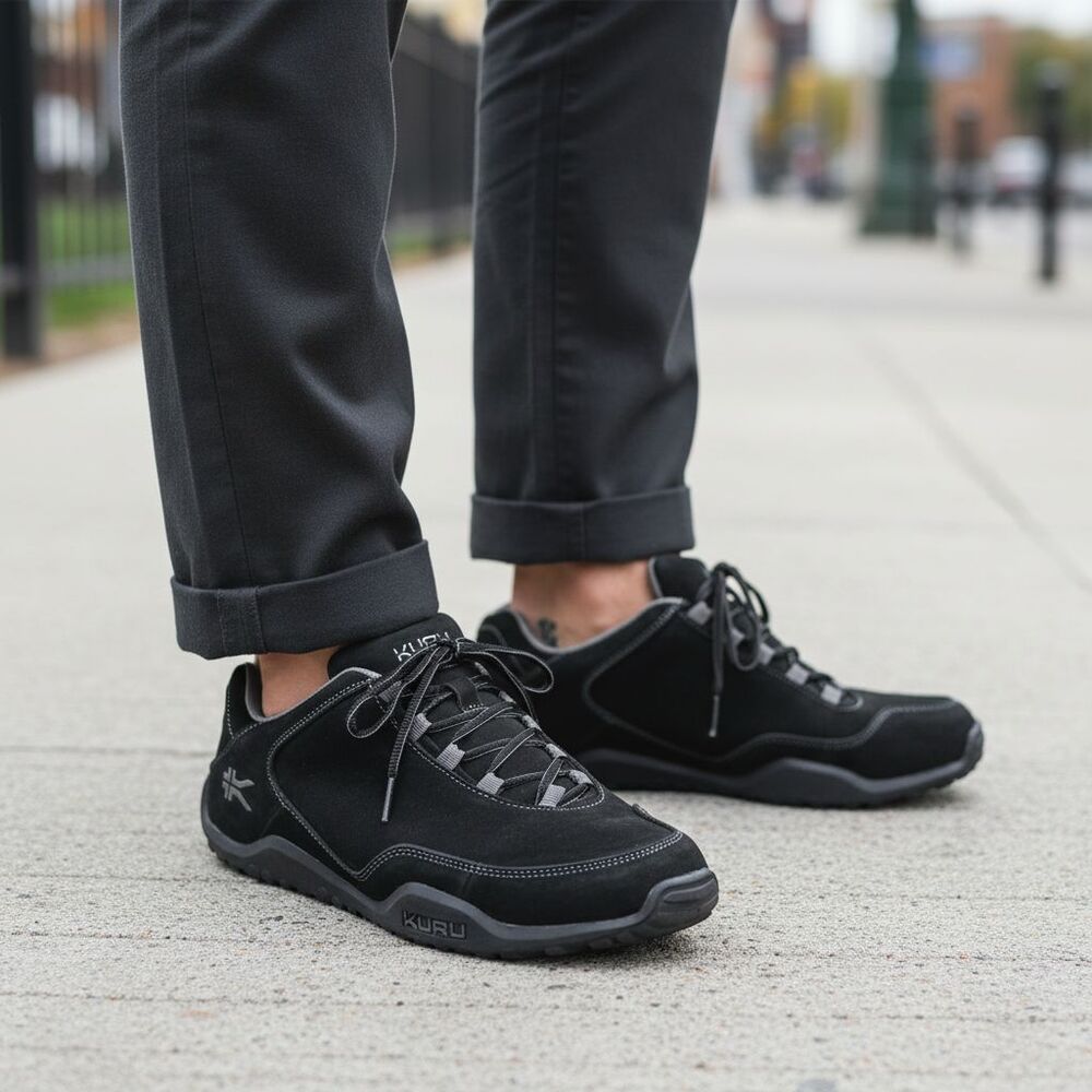 Kuru Shoes Sneakers Mens 13 Black Suede Leather Low Top Lace Up